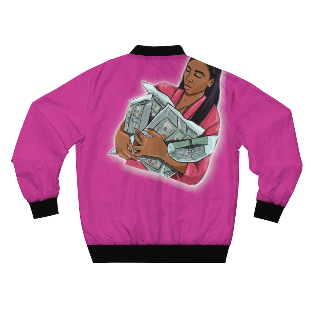 Secure the Bag Hot Pink Ladies Bomber Jacket