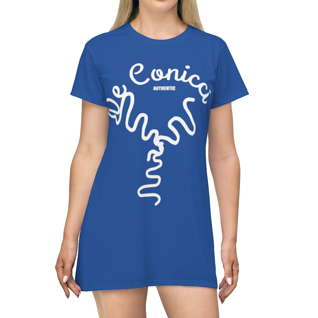 Beautiful Royal Blue T-Shirt Dress With De Conicci Authentic Logo