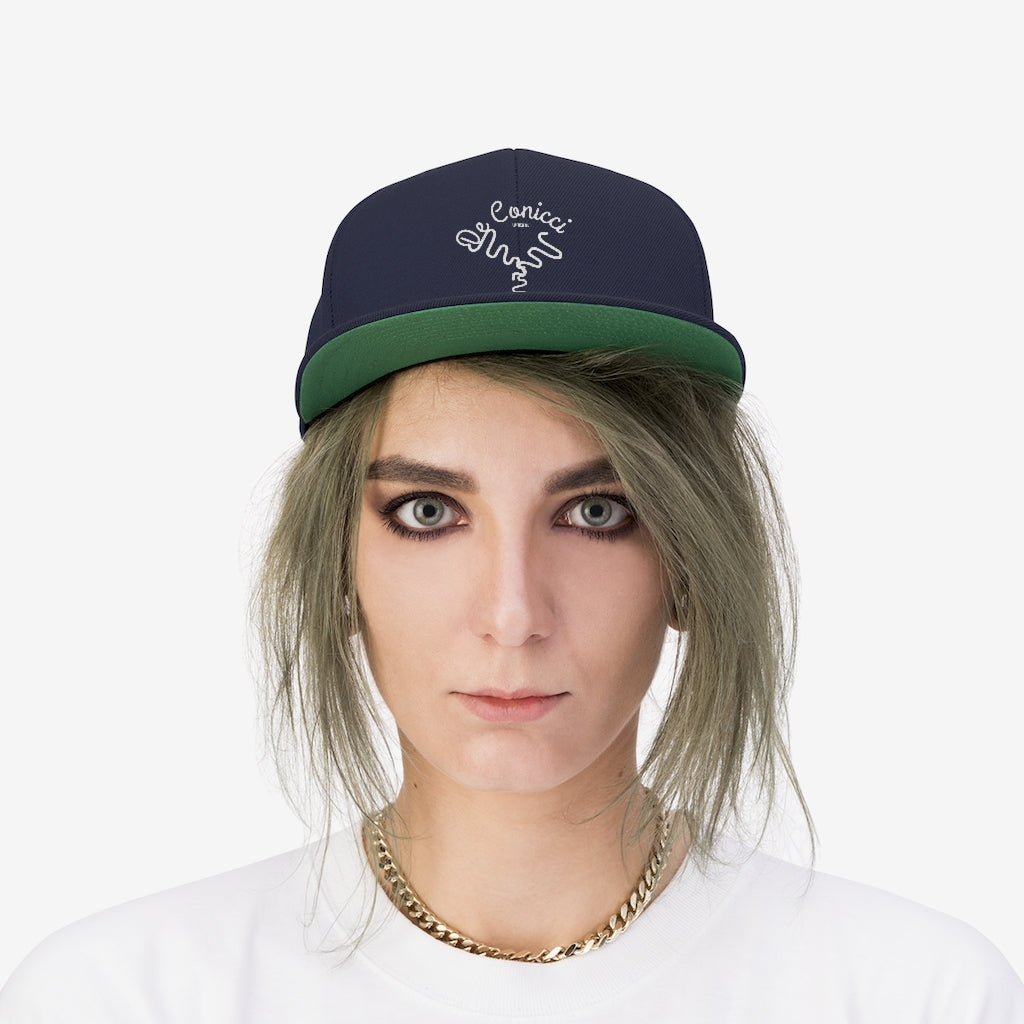 Navy Blue De Conicci Unisex Flat Bill Hat