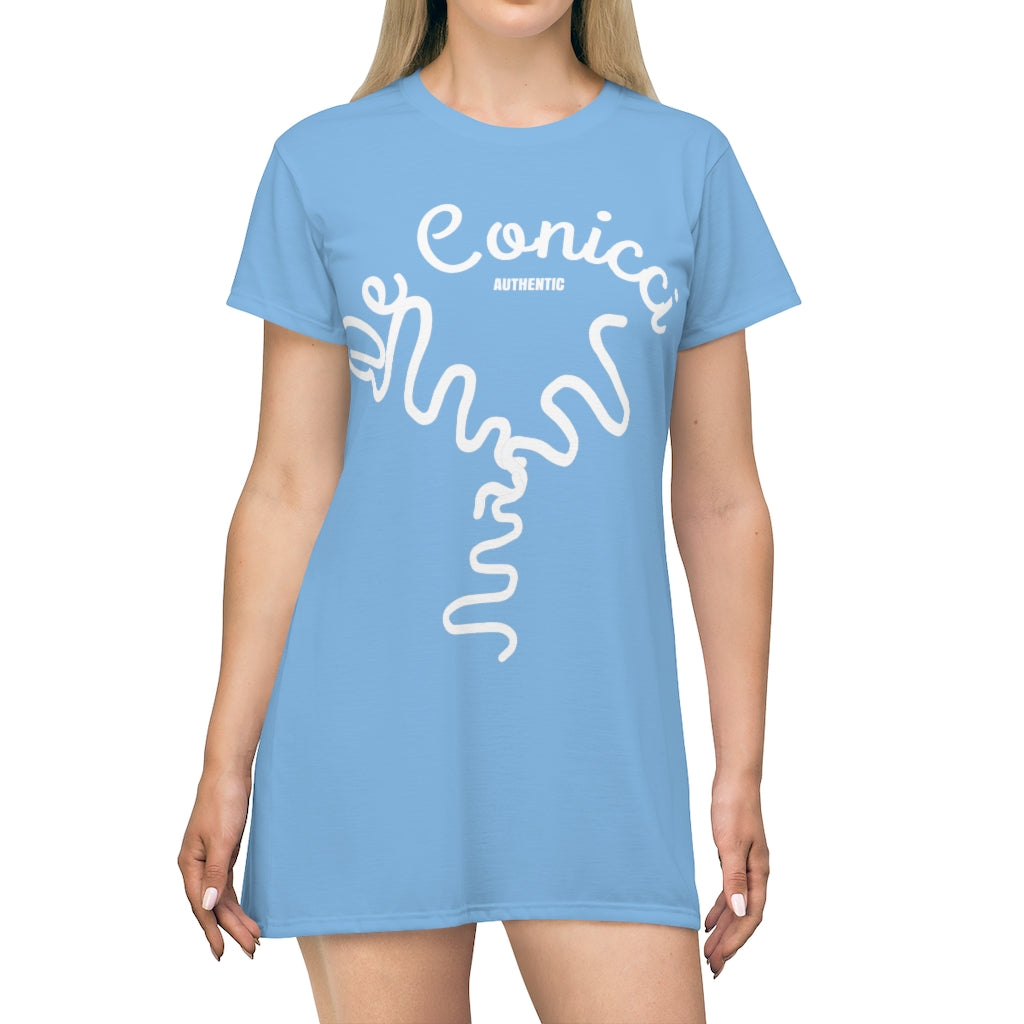 Beautiful Baby Blue T-Shirt Dress With De Conicci Authentic Logo