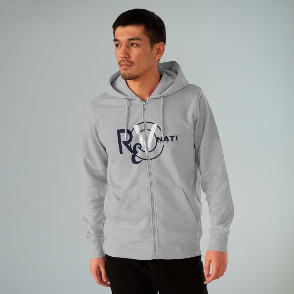 Revonati hoodie. Gray/navy and white