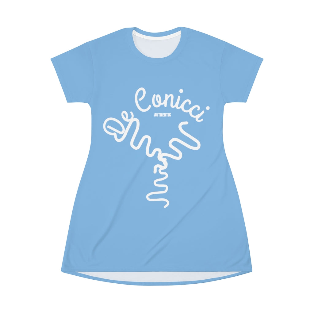 Beautiful Baby Blue T-Shirt Dress With De Conicci Authentic Logo