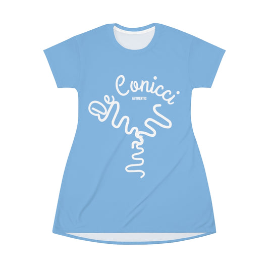 Beautiful Baby Blue T-Shirt Dress With De Conicci Authentic Logo