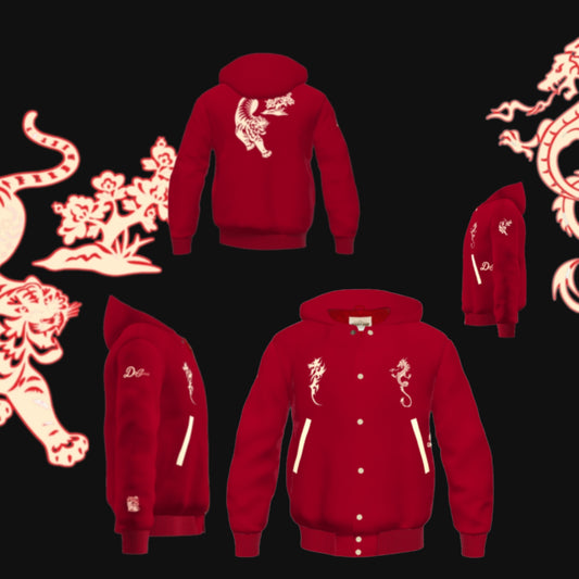 XINNIAN NEW YEAR Ruby X Cream Wool Hoodie Jacket