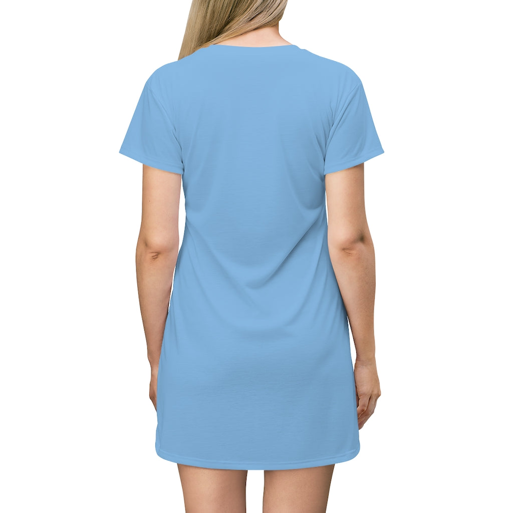 Beautiful Powder Blue T-Shirt Dress With Hearts Through Time Logo