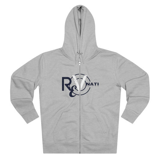 Revonati hoodie. Gray/navy and white