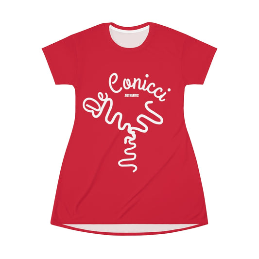 Beautiful Red T-Shirt Dress With De Conicci Authentic Logo