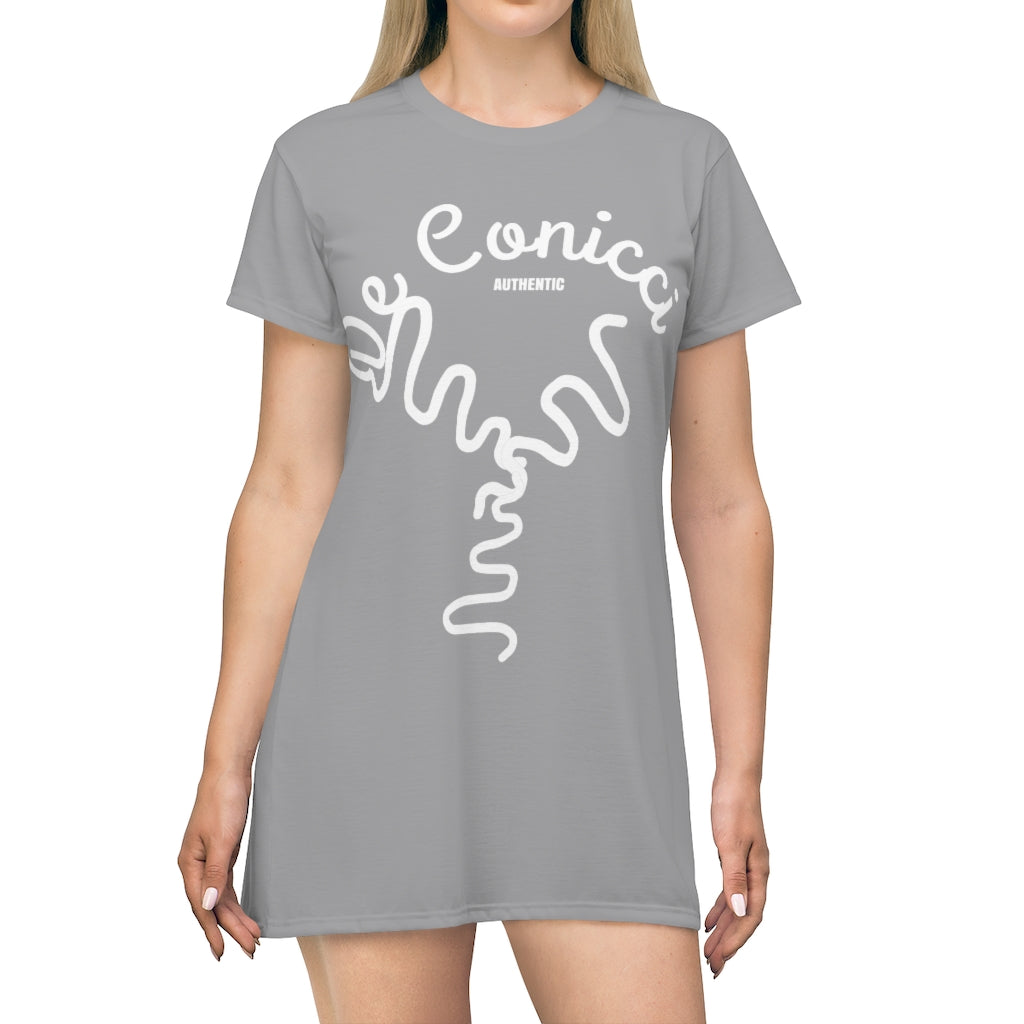 Beautiful Dark Gray T-Shirt Dress With De Conicci Authentic Logo