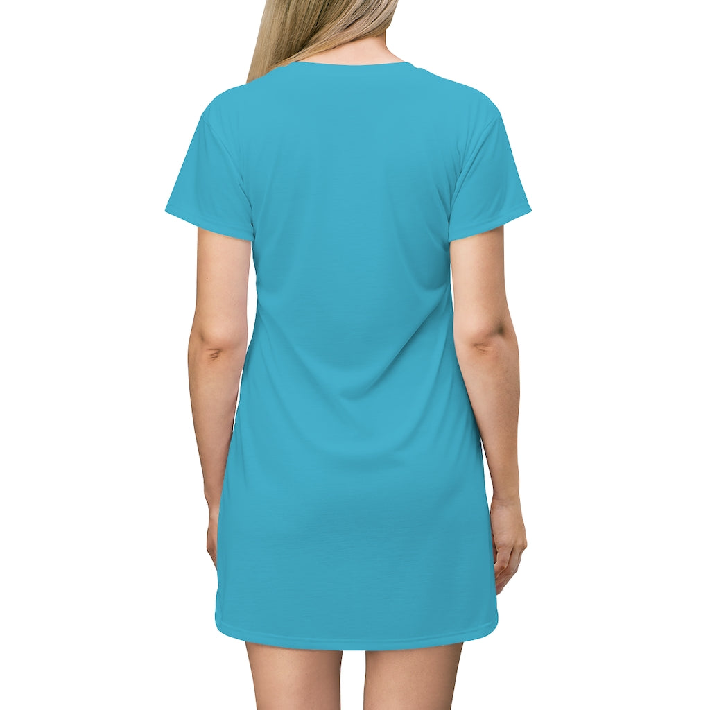 Beautiful Water Blue T-Shirt Dress With De Conicci Authentic Logo