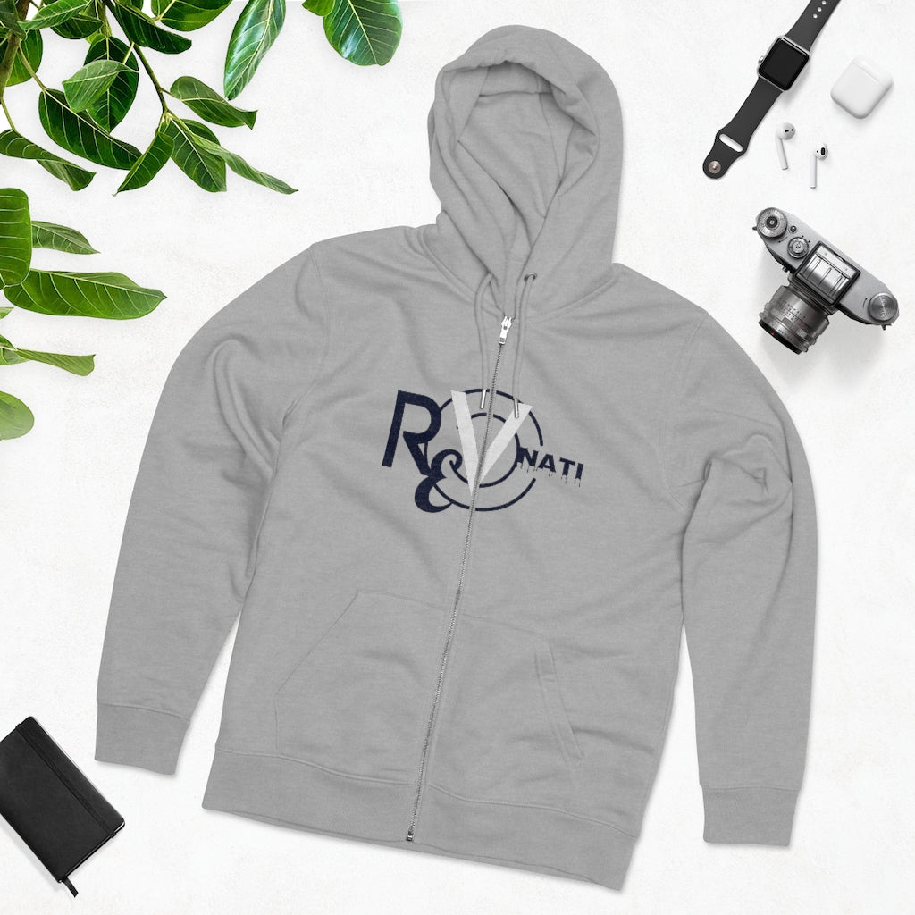Revonati hoodie. Gray/navy and white