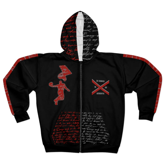 1966 Chicago authentic  Zip Hoodie red logo
