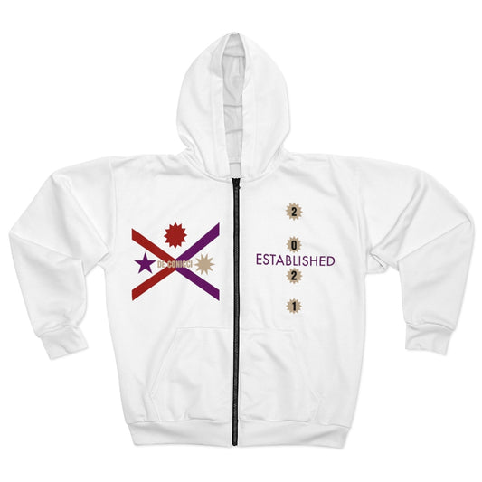 De conicci California with crest Zip Hoodie. White