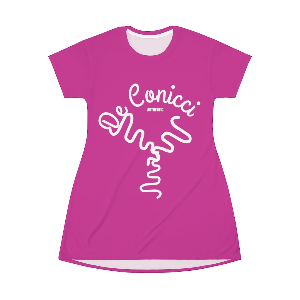 Beautiful Hot Pink T-Shirt Dress With De Conicci Authentic Logo