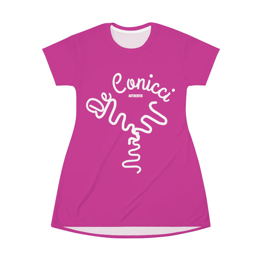 Beautiful Hot Pink T-Shirt Dress With De Conicci Authentic Logo