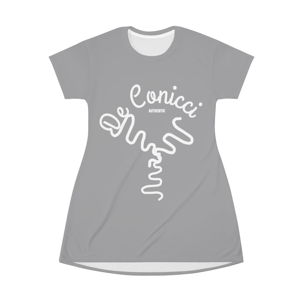 Beautiful Dark Gray T-Shirt Dress With De Conicci Authentic Logo