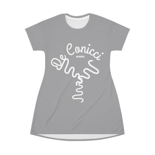 Beautiful Dark Gray T-Shirt Dress With De Conicci Authentic Logo