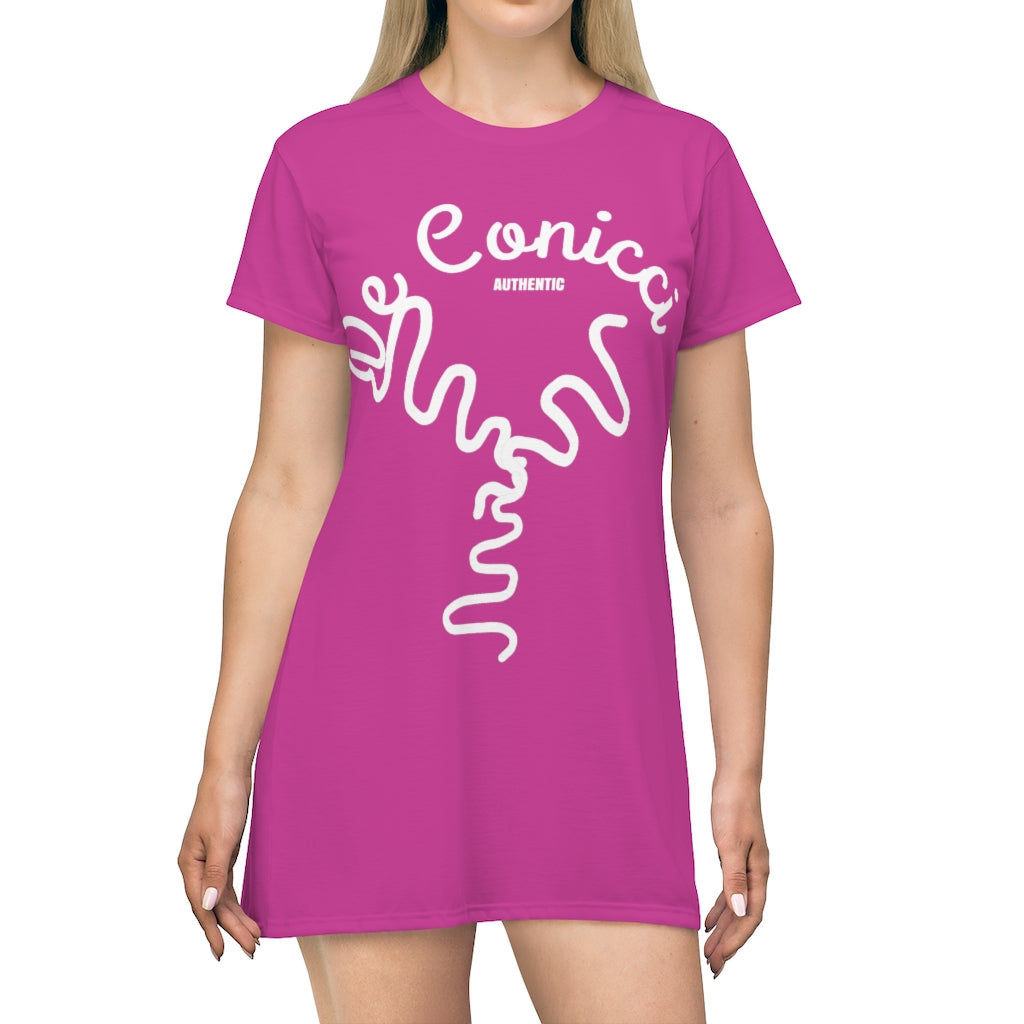Beautiful Hot Pink T-Shirt Dress With De Conicci Authentic Logo