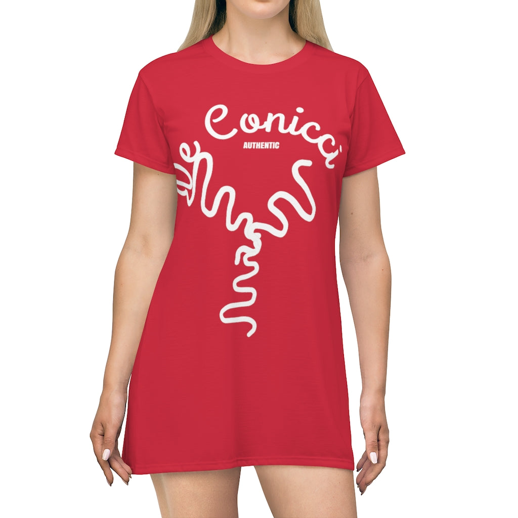 Beautiful Red T-Shirt Dress With De Conicci Authentic Logo