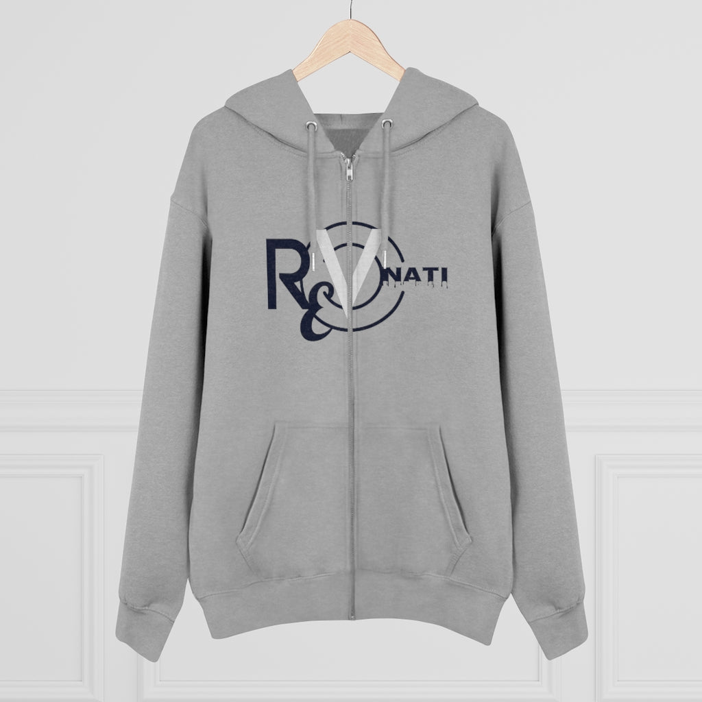 Revonati hoodie. Gray/navy and white