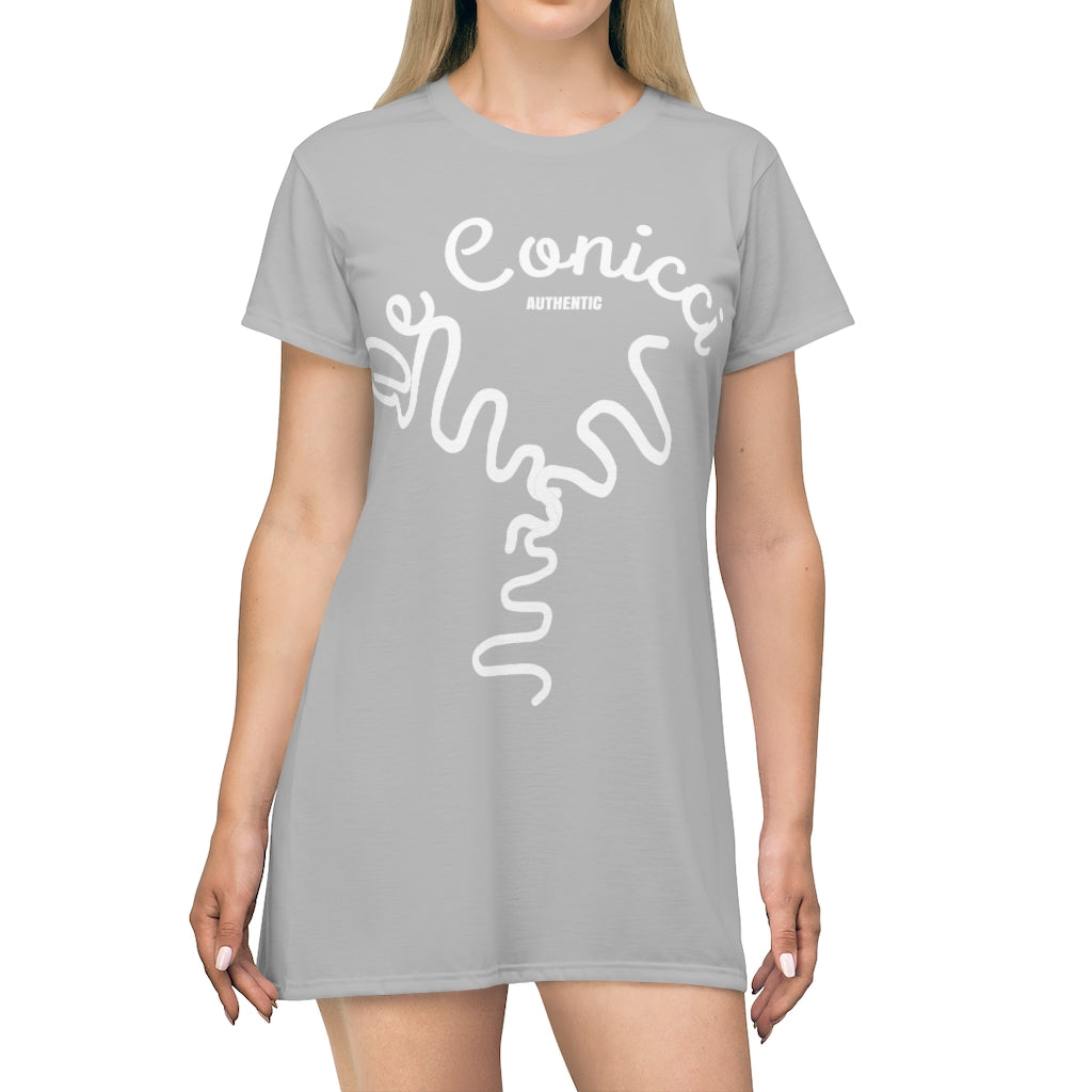 Beautiful Gray T-Shirt Dress With De Conicci Authentic Logo
