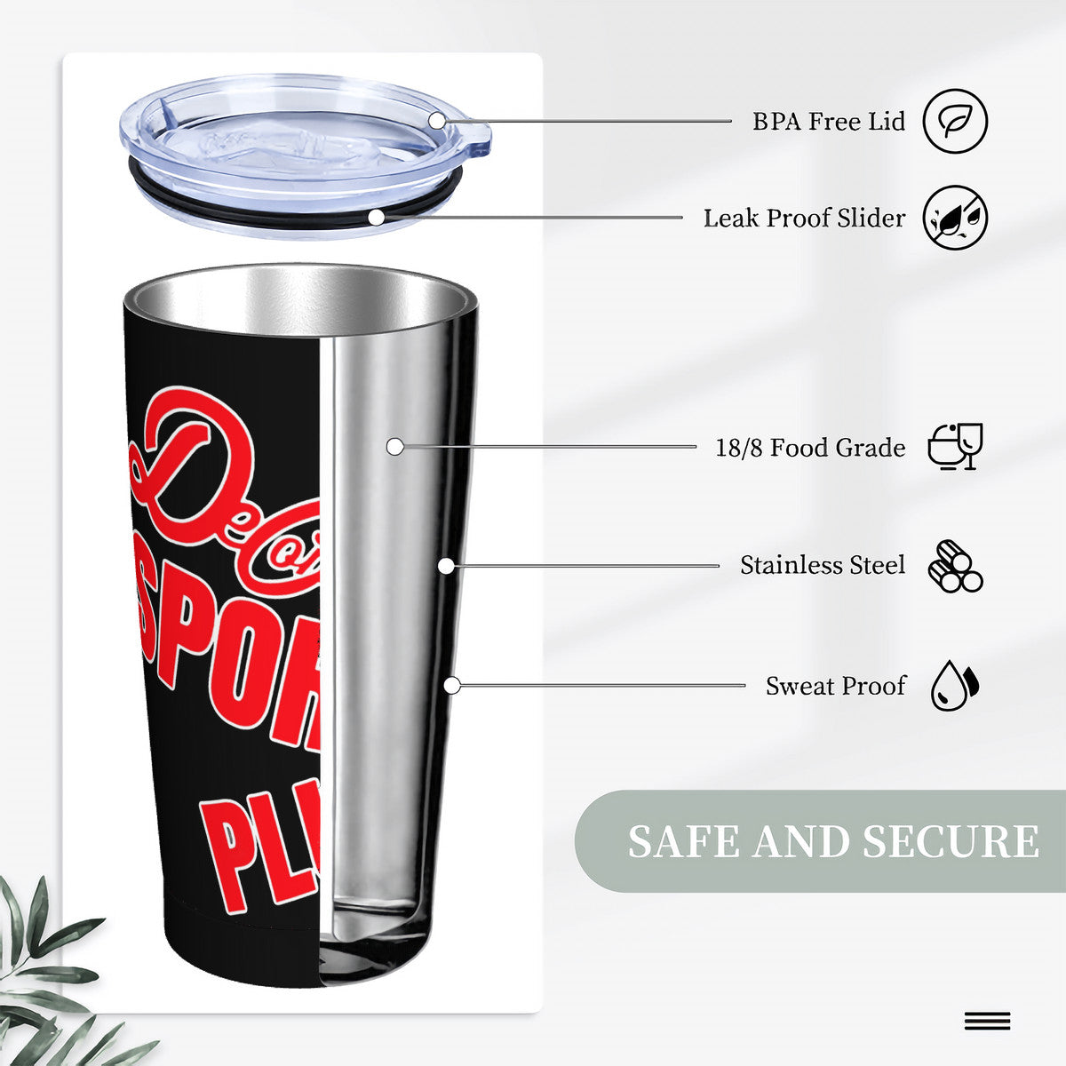Deconicci Sport's TV Plus Stainless Steel Straw Lid Collectors Cup