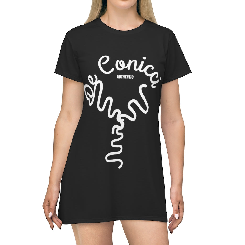 Beautiful De Conicci Black T-Shirt Dress With De Conicci Authentic Logo
