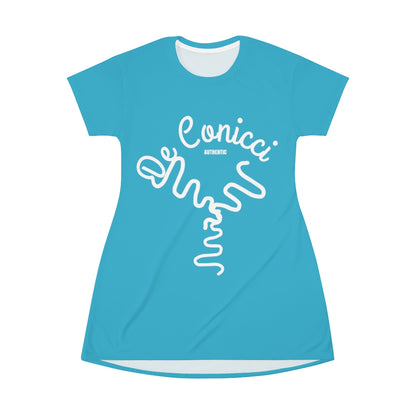 Beautiful Water Blue T-Shirt Dress With De Conicci Authentic Logo