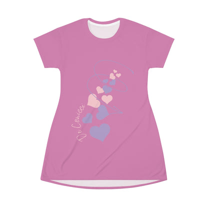 Beautiful Pink T-Shirt Dress With Hearts Through Time Logo