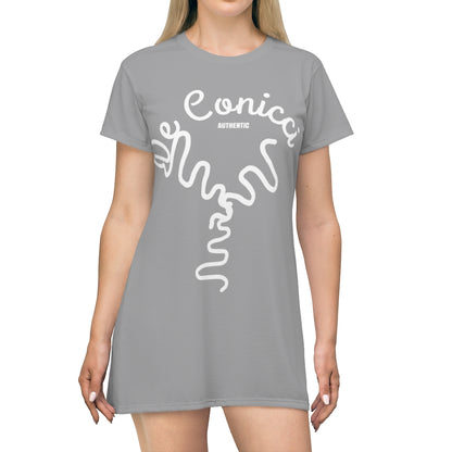 Beautiful Dark Gray T-Shirt Dress With De Conicci Authentic Logo