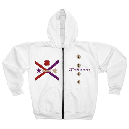 De conicci California with crest Zip Hoodie. White
