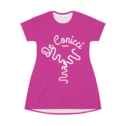 Beautiful Hot Pink T-Shirt Dress With De Conicci Authentic Logo