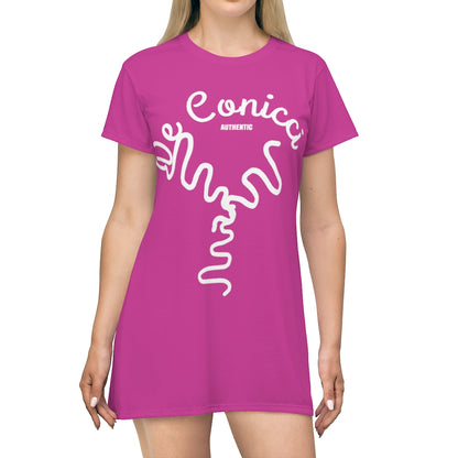 Beautiful Hot Pink T-Shirt Dress With De Conicci Authentic Logo