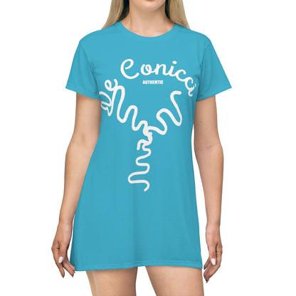 Beautiful Water Blue T-Shirt Dress With De Conicci Authentic Logo