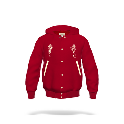 XINNIAN NEW YEAR Ruby X Cream Wool Hoodie Jacket