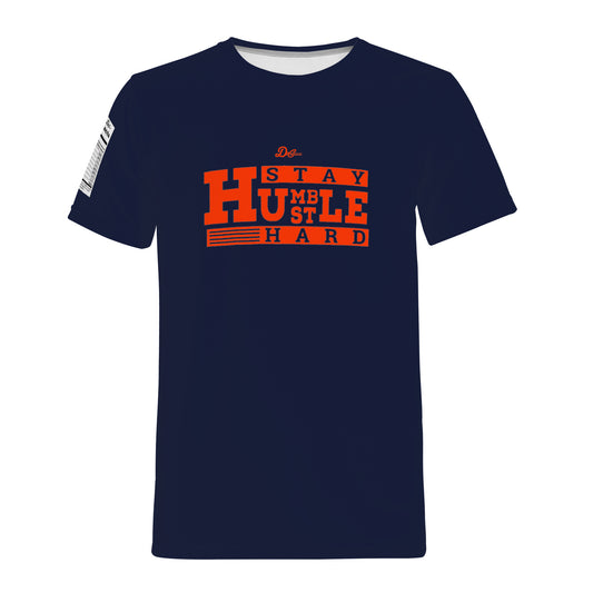 Humble Hustle short sleeve, with hustle nutrition facts on sleeve.